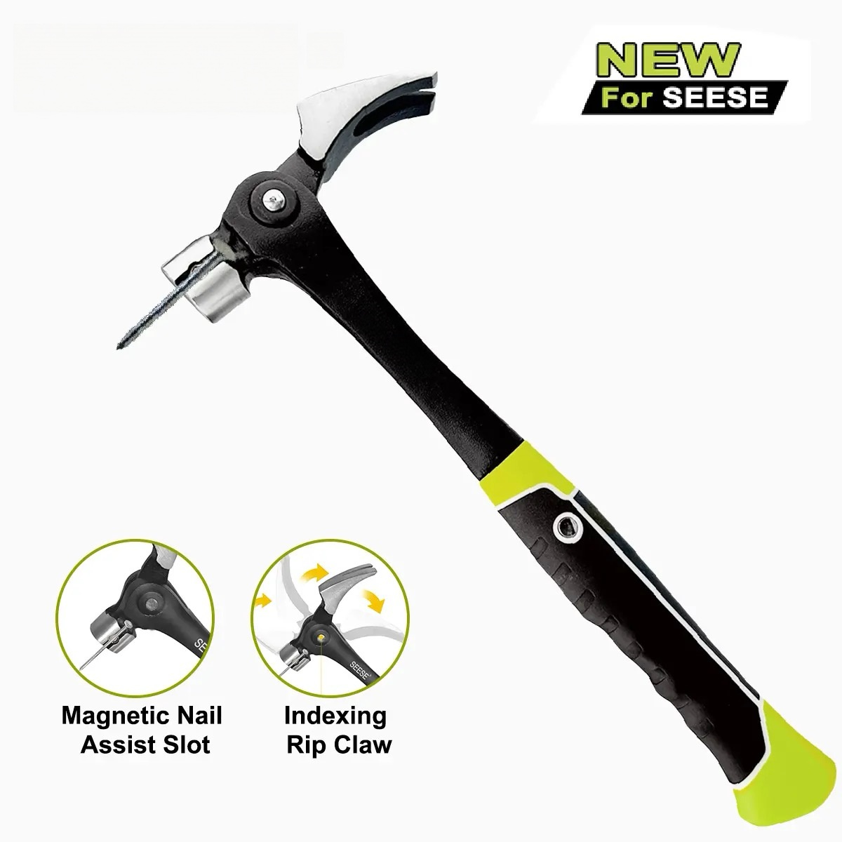 Claw Hammer with Magnetic Nail Starter, Indexing Rip Claw, Forged Steel